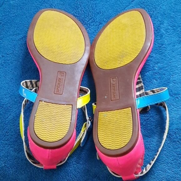Sperry Pink Yellow Neon Top Sider Thong Strappy Sandals Size 6 - Picture 9 of 15